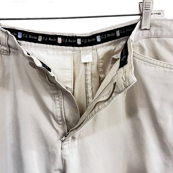 Vtg Cat Embroidered Cropped Pants 14W CJ Banks Capri Tan Khaki Whimsical - Picture 12 of 16